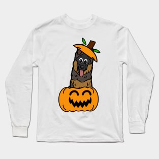 Cute Guard Dog is in a pumpkin Long Sleeve T-Shirt